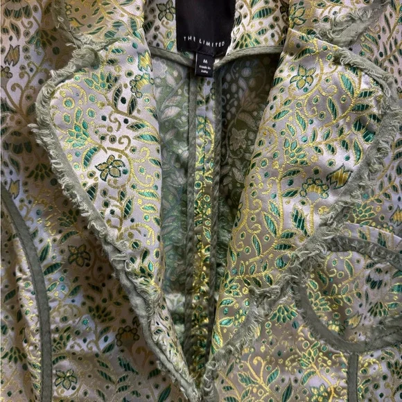 The Limited Green Metallic Floral Quilted Blazer - Picture 4 of 10